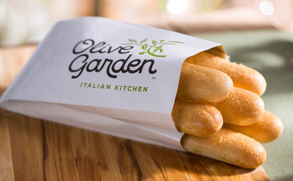 Half Dozen Breadsticks Lunch Dinner Menu Olive Garden Italian 