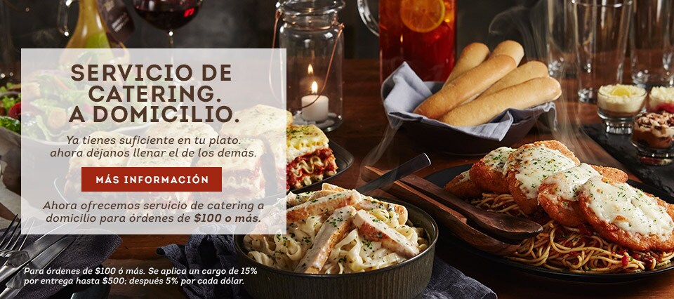 Ahora ofrecemos servicio de catering a domicilio para órdines de $100 o más.
