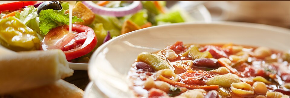 The only thing better than soup or salad, is soup and salad. Upgrade to enjoy both.