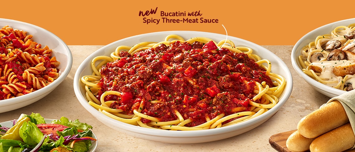 New Bucatini with Three Meat Sauce