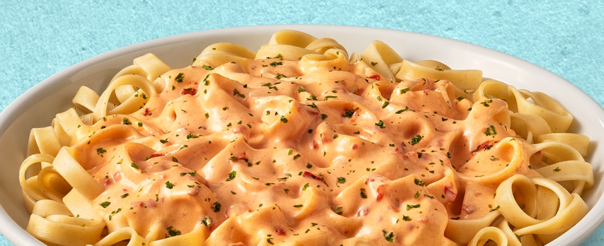 Spicy Alfredo — fettuccine in creamy spicy alfredo sauce