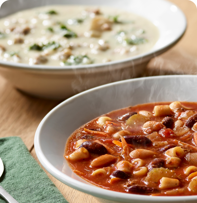 Bowls of homemade soup